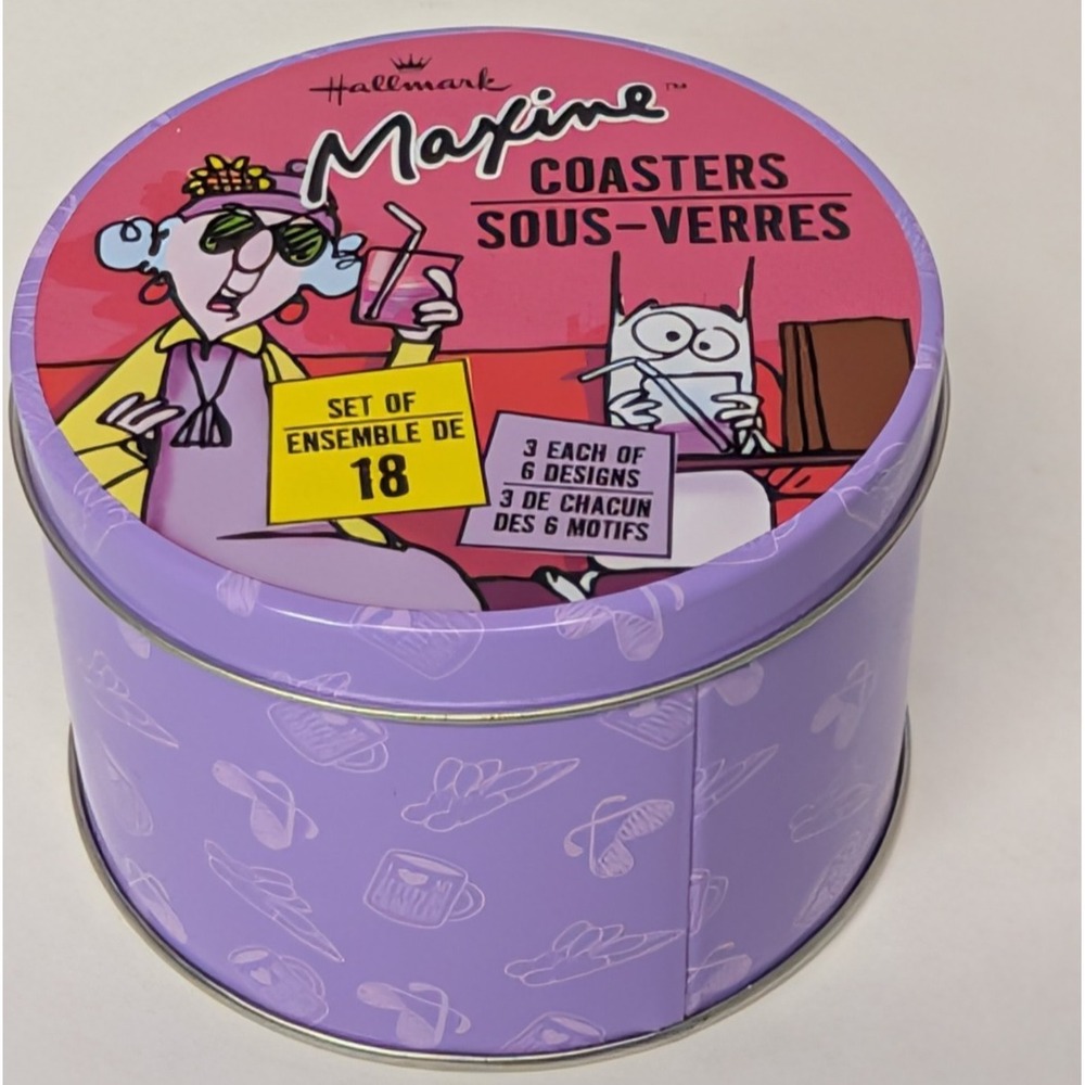 Hallmark Maxine Coasters In A Tin Set Of 18 New without Tags